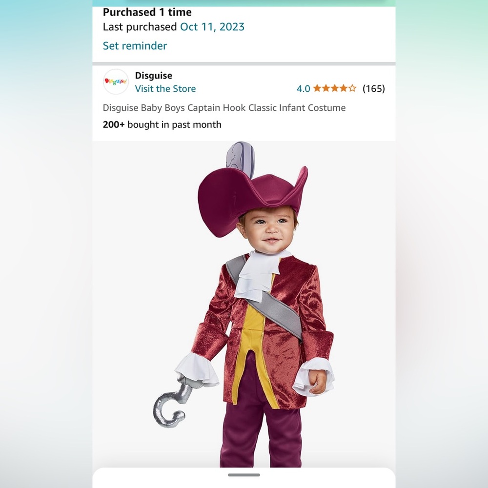 12-18 M Captain Hook Costume